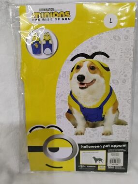 Minions The Rise of Gru Pet Costume Size Large Yellow Halloween NEW